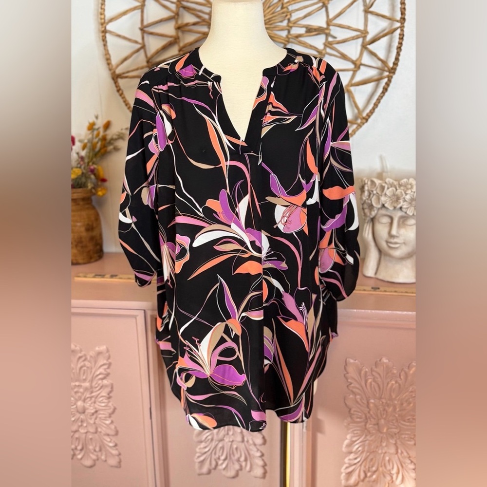 Women’s‎ 1X Worthington Floral Black and Pink Women's Top